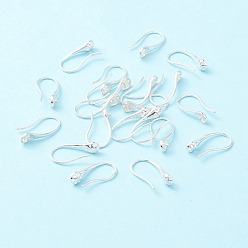 Silver 925 Sterling Silver Earring Hooks, for Half-drilled Beads, Teardrop, Silver, 17x5mm, 21 Gauge, Pin: 0.7mm and 0.8mm(for half dirlled beads)