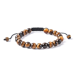 Œil De Tigre Nylon réglable bracelets cordon tressé de perles, avec des perles en oeil de tigre, 2-1/8 pouces (55 mm)