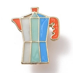 Dodger Blue Coffeepot Enamel Pin, Light Gold Plated Alloy Badge for Backpack Clothes, Dodger Blue, 23.5x19x1.5mm