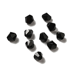 Black Glass Imitation Austrian Crystal Beads, Faceted, Diamond, Black, 4x4mm, Hole: 0.7mm