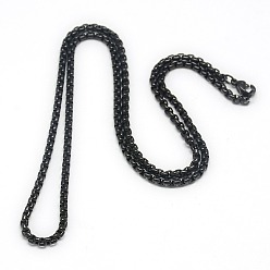 Gunmetal Trendy Men's 201 Stainless Steel Box Chain Necklaces, with Lobster Claw Clasps, Gunmetal, 23.62 inch(60cm), 5mm
