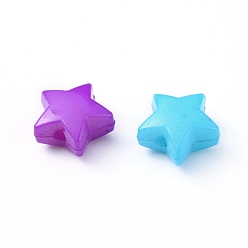 Mixed Color Opaque Acrylic Beads, Star, Mixed Color, 12x12x6mm, Hole: 2mm, about 1340pcs/500g