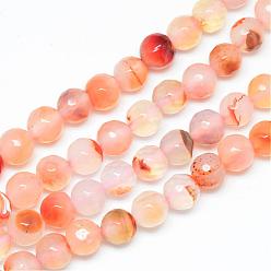 Cornaline Brins de perles de cornaline naturelles, teint, facette, ronde, 4~5mm, Trou: 1mm, Environ 92 pcs/chapelet, 14.3 pouce