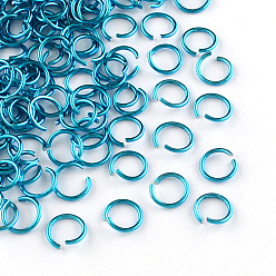 Deep Sky Blue Aluminum Wire Open Jump Rings, Deep Sky Blue, 20 Gauge, 6x0.8mm, Inner Diameter: 5mm, about 43000pcs/1000g