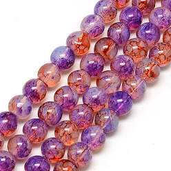 Dark Violet Baking Painted Glass Beads Strands, Imitation Opalite, Round, Dark Violet, 6mm, Hole: 1.3~1.6mm, about 133pcs/strand, 31.4 inch
