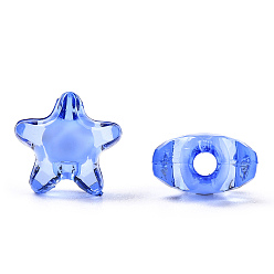 Royal Blue Transparent Acrylic Beads, Bead in Bead, Star, Royal Blue, 20x18x12mm, Hole: 3mm, about 270pcs/500g