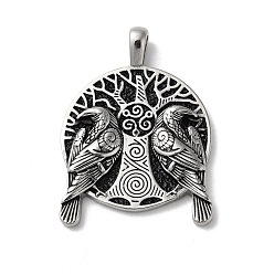 Antique Silver Viking 304 Stainless Steel Big Pendants, Tree with Eagle Charms, Antique Silver, 50x36.5x5mm, Hole: 8x5mm.