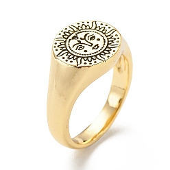 Солнце Латунный перстень для женщин, золотые, рисунок солнца, 3~11.5 мм, размер США 6 (16.5 мм)