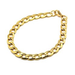 Golden 304 Stainless Steel Curb Chain/Twisted Chain Bracelets, with Lobster Claw Clasps, Faceted, Mixed Color, 1/4 inch(8-1/4 inch(210mm)), 8mm