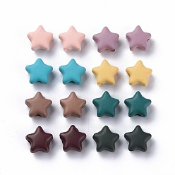 Couleur Mélangete Perles acryliques laquées, étoiles, couleur mixte, 8.5x9.5x5mm, Trou: 2mm, environ2050 pcs / 500 g