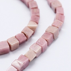 Rhodonite Natural Rhodonite Beads Strands, Cube, 4~4.5x4~4.5mm, Hole: 1mm, about 88pcs/strand, 15.9 inch