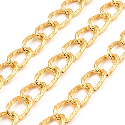 Золотой Оксидированные алюминиевые бордюрные цепи, несварные, с катушкой, золотые, 15x9.8x1.8 мм, около 65.62 футов (20 м) / рулон