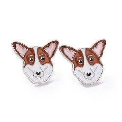 Dog Dog Enamel Pin with Brass Butterfly Clutches, Alloy Badge for Backpack Clothing, Corgi, 21.5x24.5x10mm, Pin: 1.1mm