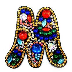 Letter M DIY Colorful Initial Letter Keychain Diamond Painting Kits, Including Acrylic Board, Bead Chain, Clasps, Resin Rhinestones, Pen, Tray & Glue Clay, Letter.M, 60x50mm
