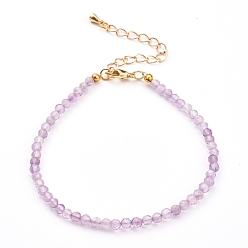 Améthyste Bracelets en perles d'améthyste naturelle à facettes pour femmes, or, 7-1/4 pouce (18.5 cm)