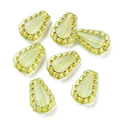Turquoise Pâle Placage perles acryliques transparents, métal doré enlaça, larme, turquoise pale, 17x12x6mm, Trou: 1.8mm, 750 pcs / 500 g