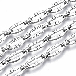 Stainless Steel Color 304 Stainless Steel Chains, Oval Link Chains, with Spool, Unwelded, Nickel Free, Stainless Steel Color, 13.5x6.5x1.5mm, 6.5x4.5x2mm, about 32.81 Feet(10m)/roll