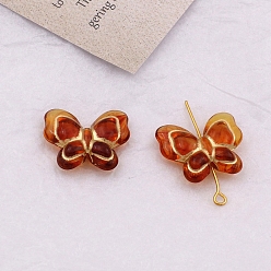 Butterfly Transparent Acrylic Beads, Chocolate, Butterfly, 21x18mm, Hole: 1.8mm
