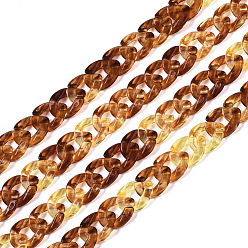 Sienna Acrylic Curb Chains, Sienna, Link: 13x10~10.5x2.5~3mm, about 70cm/strand, 27.56 inch