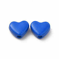 Royal Blue Heart Spray Painted Alloy Beads, Cadmium Free & Nickel Free & Lead Free, Royal Blue, 5x6x3mm, Hole: 1.2mm