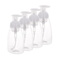 Clear Foaming Pump Soap Bottles, Refillable Plastic Bottles, Clear, 15.4x8.1cm, Capacity: 250ml