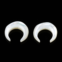 Cáscara Blanca Cuentas de concha natural de blanco, luna creciente, 13x13x3 mm, agujero: 0.8 mm, sobre 6 unidades / bolsa