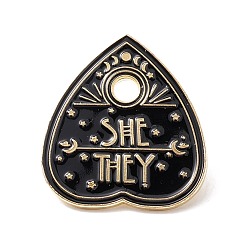 Black She They Word Enamel Pin, Spade Alloy Badge for Backpack Clothes, Golden, Black, 30x27.5x2mm, Pin: 1mm, Hole: 4mm.