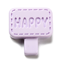 Lilac Opaque Resin Cabochons, Street Signs with Word Happy, Lilac, 20x19x5mm