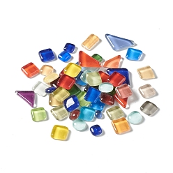 Color mezclado Cabujones de vidrio de azulejos de mosaico, para decoración del hogar o manualidades de bricolaje, forma mixta, color mezclado, 8~15x6~29x4~6 mm, Sobre 600 unidades / 1000 g