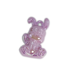Lilas 10pcs pendentifs lumineux en résine opaque, brillent dans les charmes de lapin sombres, lilas, 38x24x15mm