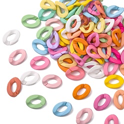 Mixed Color Opaque Spray Painted Acrylic Linking Rings, Quick Link Connectors, for Curb Chains Making, Twist, Mixed Color, 30x21x6mm, Inner Diameter: 16x8mm