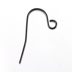 Electrophoresis Black Boucle d'oreille en acier inoxydable crochets, avec boucle horizontale, électrophorèse noir, 23x13mm, Trou: 2.5mm, Jauge 21, pin: 0.7 mm