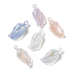 Mixed Color UV Plating Acrylic Pendants, with Glitter Powder, AB Color, Conch Charm, Mixed Color, 33x15x11.5mm, Hole: 3mm