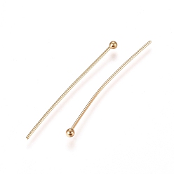 Real 24K Gold Plated 304 Stainless Steel Ball Head Pins, Real 24k Gold Plated, 30x0.6mm, 22 Gauge, Head: 1.8mm