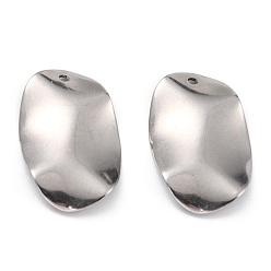 Stainless Steel Color 304 Stainless Steel Pendants, Oval, Stainless Steel Color, 25x15x3mm, Hole: 1.5mm