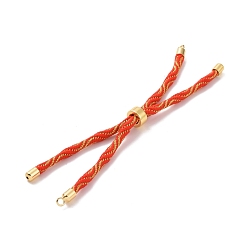 Naranja Rojo Pulseras de cordón de nylon, para la fabricación de pulseras con dijes de conector, con cierre de cremallera de latón dorado, larga duración plateado, sin plomo y cadmio, rojo naranja, 9-1/8x1/8 pulgada (23x0.3 cm), agujero: 2 mm