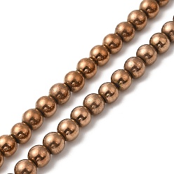 Copper Plated Electroplate Synthetic Non-magnetic Hematite Beads Strands, Round, Copper Plated, 4.5~5mm, Hole: 0.8mm, about 86~87pcs/strand, 17.01~17.32''(43.2~44cm)