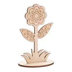 BurlyWood DIY Unfinished Wood Flowers Cutout, with Slot, for Craft Painting Supplies, BurlyWood, 5.9x5x9.9cm