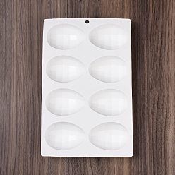 Others DIY Half Easter Surprise Eggs Food Grade Silicone Molds, Fondant Molds, Resin Casting Molds, for Chocolate, Candy, UV Resin & Epoxy Resin Craft Making, 8 Cavities, Geometric Pattern, 265x170x30mm, Hole: 8mm, Inner Diameter: 76.5x52mm