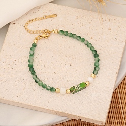 Agate Mousse Bracelet de perles rectangulaires en agate mousse naturelle pour femme, 7-1/8 pouce (18 cm)