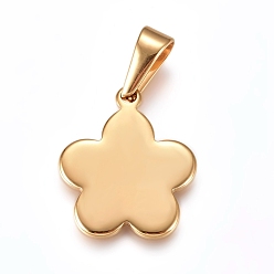 Golden 304 Stainless Steel Pendants, Stamping Blank Tag, Flower, Golden, 23x19.5x1.5mm, Hole: 9x4mm