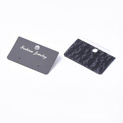 Noir Cartes d'affichage en plastique, utilisé pour boucles d'oreilles, rectangle, noir, 3.1x5.2x0.7~0.8 cm, Trou: 6mm