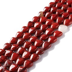Piedra Roja Los granos rojos jaspe hebras naturales, corazón, 12.5x12.5x6 mm, agujero: 1 mm, sobre 33 unidades / cadena, 15.55'' (39.5 cm)