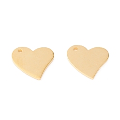Real 18K Gold Plated 201 Stainless Steel Stamping Blank Tag Charms, Manual Polishing, Heart, Vacuum Plating, Real 18K Gold Plated, 10x12x1mm, Hole: 1mm