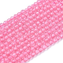 Rose Nacré Chapelets de perles en verre, imitation quartz, facette, ronde, perle rose, 2mm, Trou: 0.5mm, Environ 175 pcs/chapelet, 14.9 pouce (38 cm)