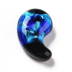 Dark Blue Handmade Silver Foil Lampwork Beads, Comma Shape, Dark Blue, 31x20x11mm, Hole: 3mm