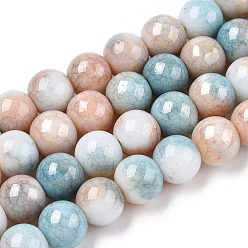 PeachPuff Opaque Crackle Glass Round Beads Strands, Imitation Stones, Round, PeachPuff, 10mm, Hole: 1.5mm, about 80pcs/strand, 30.31~31.10 inch(77~79cm)