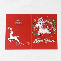 Единорог Diy рождественская открытка набор для алмазной живописи, включая конверт, сумка со стразами из смолы, алмазная липкая ручка, поднос тарелка и клей глина, единорог, 180x130 мм