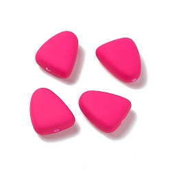 Deep Pink Rubberized Style Acrylic Beads, Triangle, Deep Pink, 23x19.5x9.5mm, Hole: 1.6mm, about 153pcs/500g