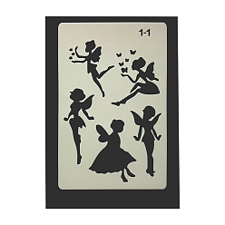 Angel & Fairy Pochoir de silhouette de peinture creuse en plastique pour animaux de compagnie écologique, gabarit de dessin bricolage pochoirs graffiti, ange et fée, 246x160mm